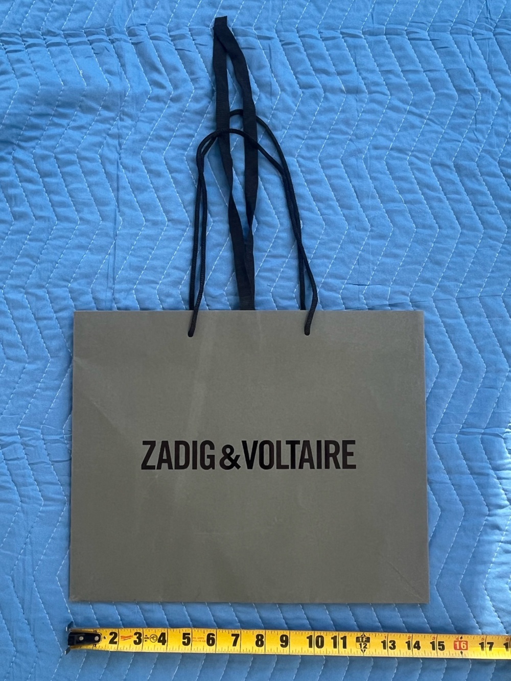 Zadig & Voltaire • logo grey shopper tote • woven shoulder straps • ribbon ties
